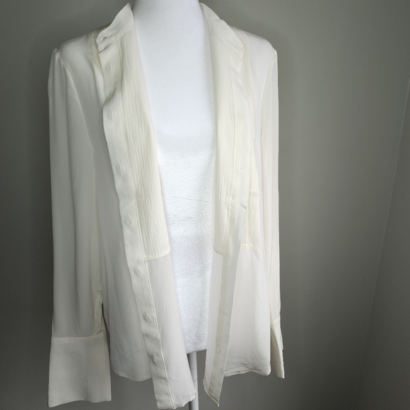 Banana Republic 100% Silk Tuxedo Shirt Women's Medium Button Up Office Corporate - Picture 6 of 11